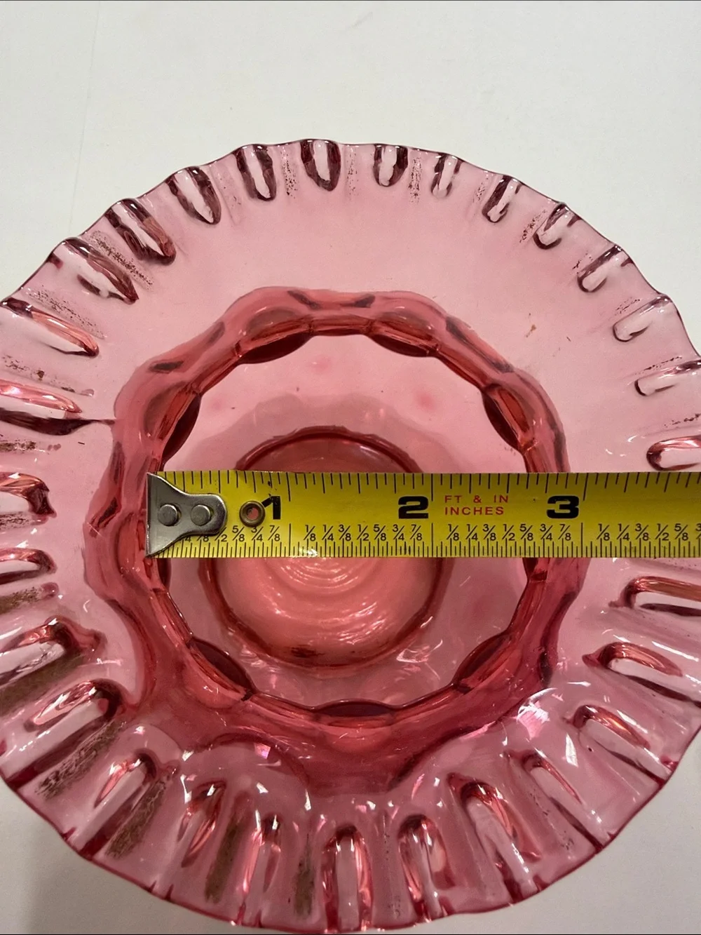 Pink Ruffled Glass Vase - Elegant Home Accent